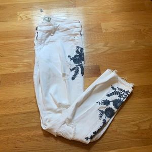 White Embroidered Jeans